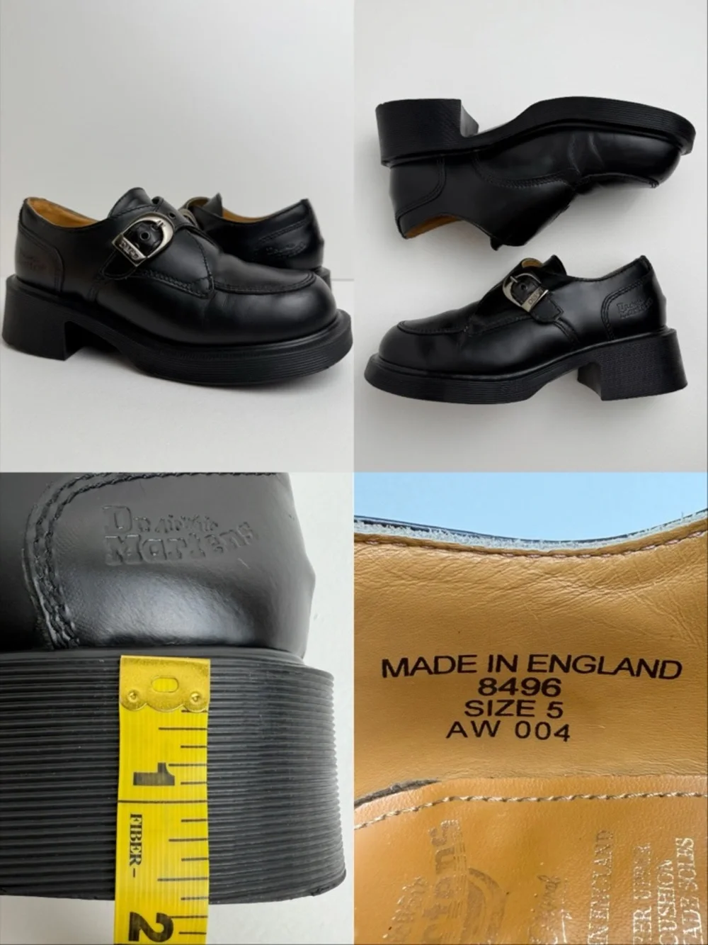 Vintage Dr. Martens England Black Heel Buckle Leather Mary Janes Oxfords UK 5 - Picture 16 of 16